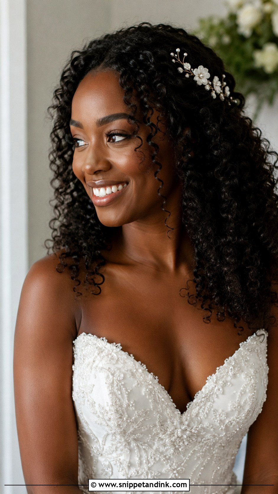 Bridal Hair Down With Natural Curls - Snippet and Ink - 15 Hair Down Bridal Hair Ideas