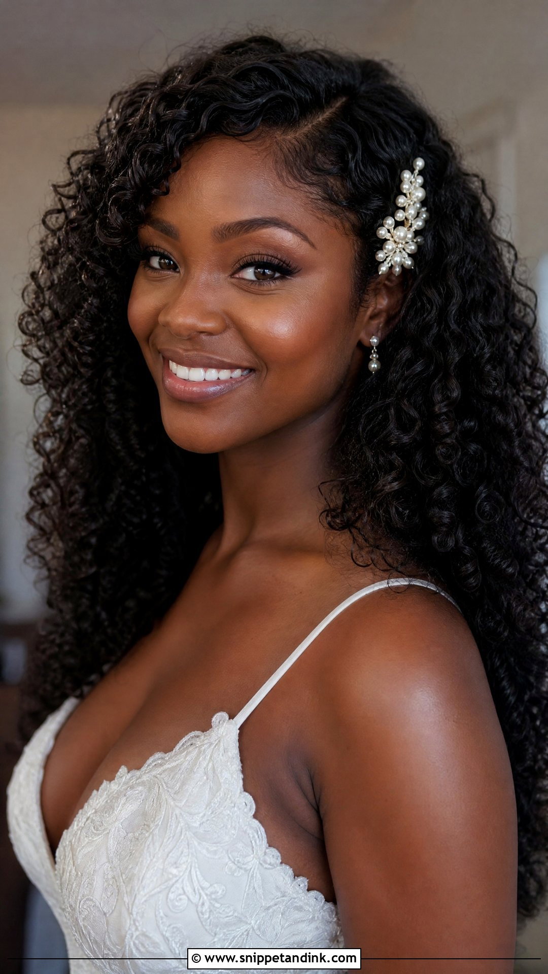 Bridal Hair Down With Natural Curls - Snippet and Ink - 20 Modern Bridal Hair Down Ideas