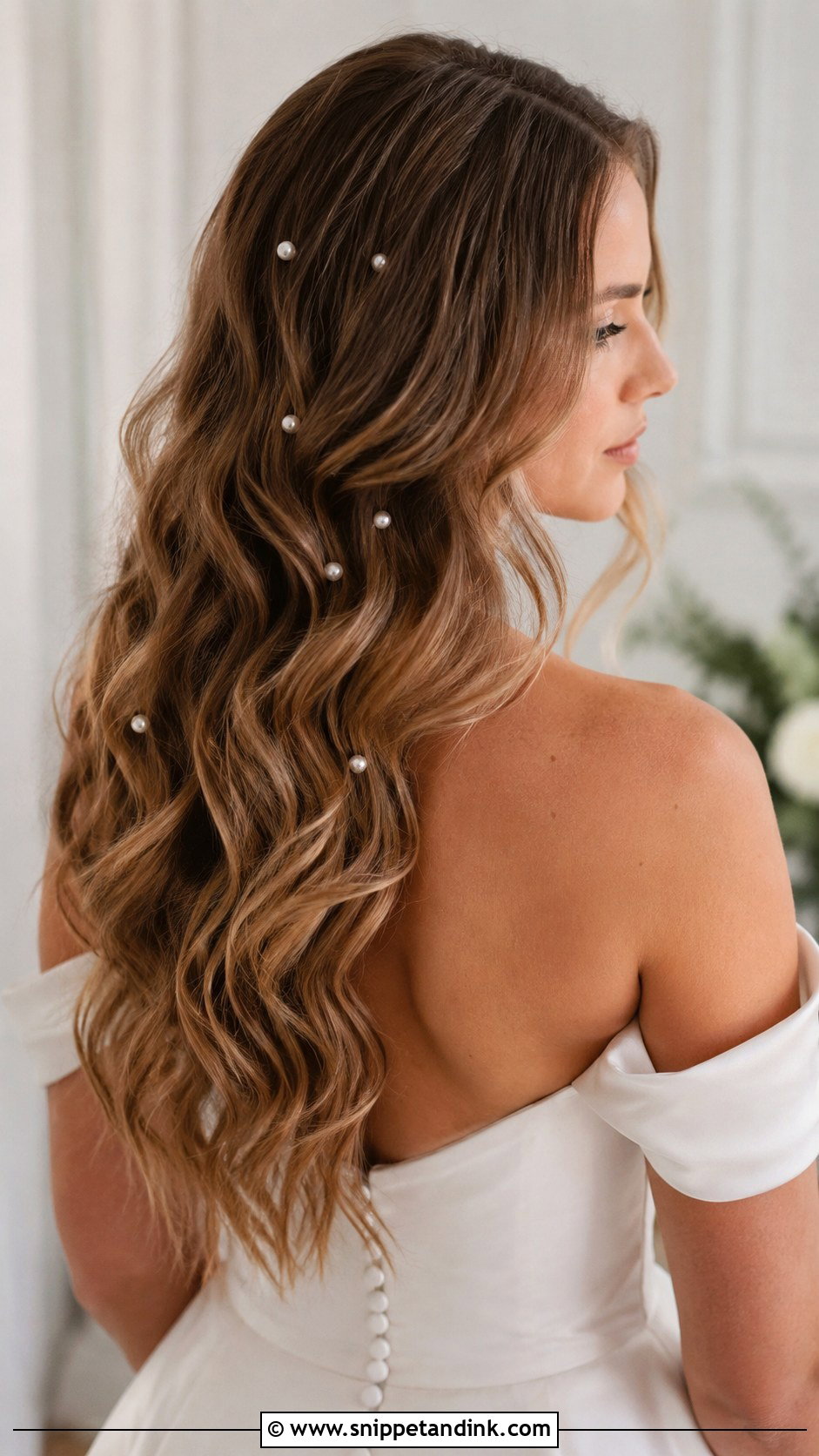 Bridal Hair Down With Pearl Accessories - Snippet and Ink - 20 Bride Wedding Hair Down Ideas