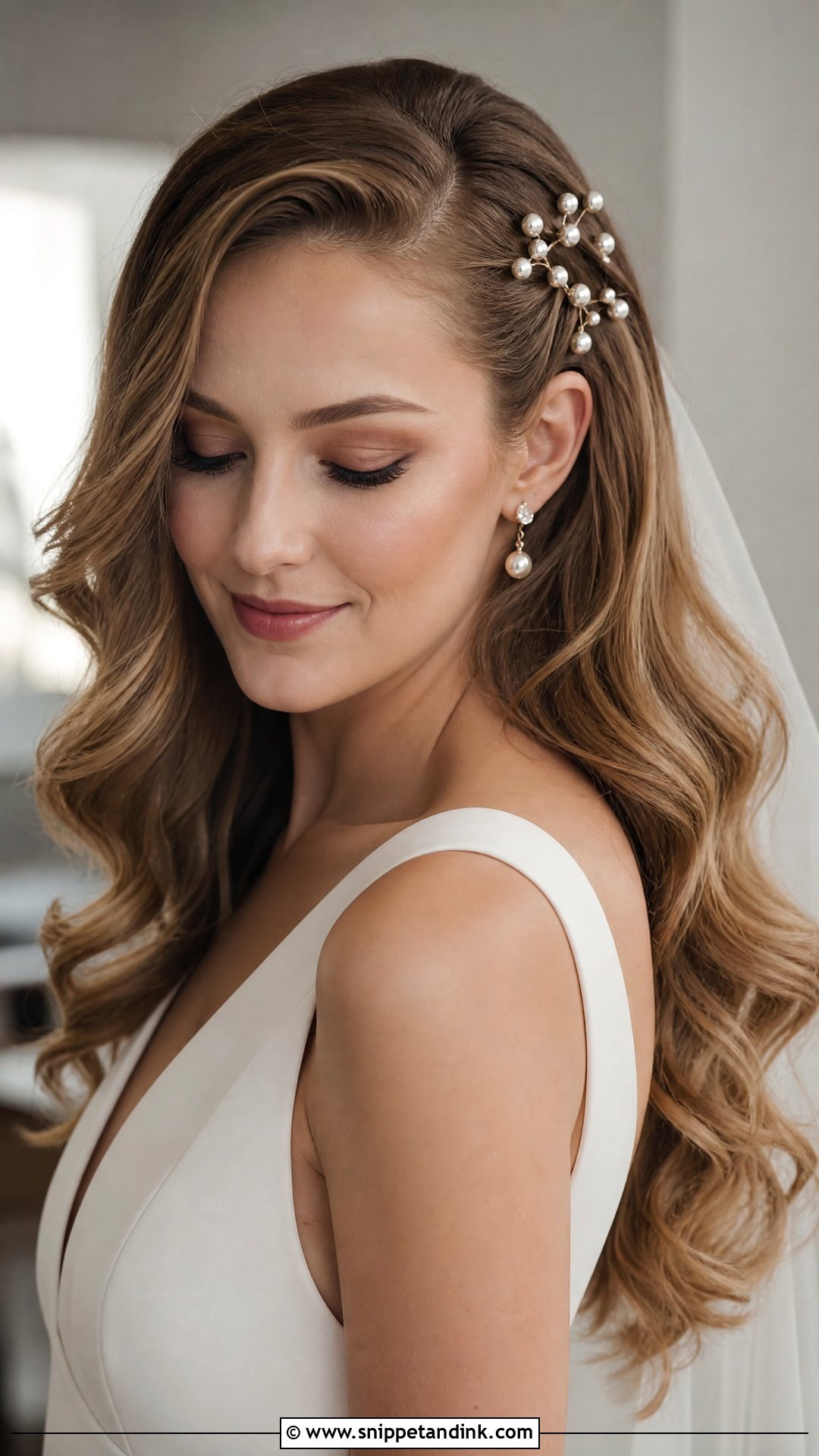 Bridal Hair Down With Pearl Pins - Snippet and Ink - 15 Bridal Hair Out Ideas