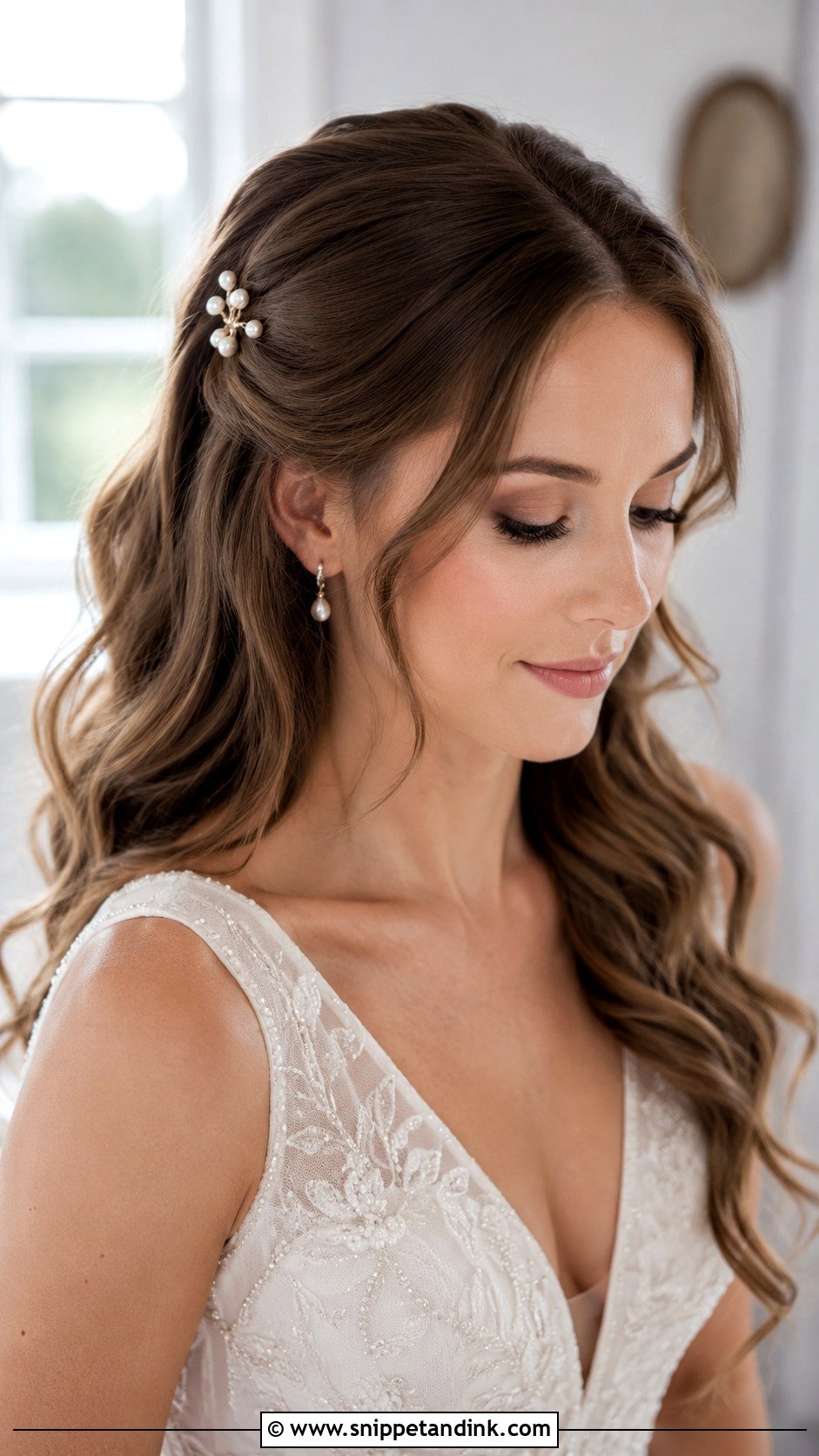 Bridal Hair Down With Pearl Pins - Snippet and Ink - 20 Bridal Hair All Down Ideas