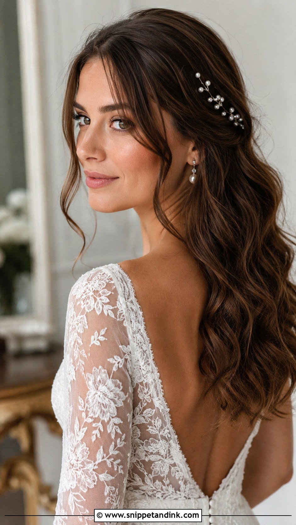 Bridal Hair Down With Pearl Pins - Snippet and Ink - 20 Bridal Hairstyle Down Ideas