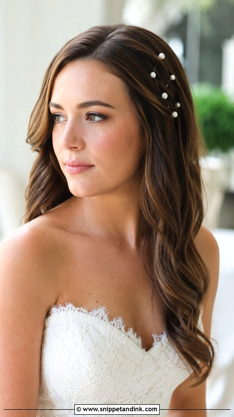 Bridal Hair Down With Pearl Pins - Snippet and Ink - 20 Simple Bridal Hair Down Ideas