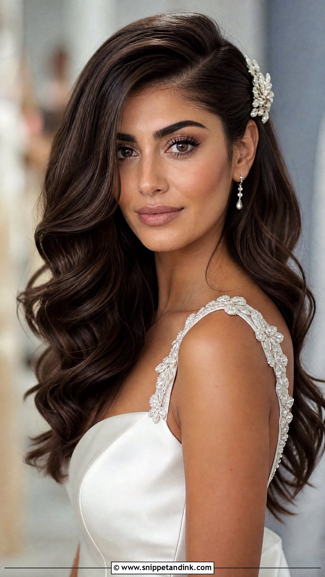 Bridal Hair Down With Side Part - Snippet and Ink - 15 Elegant Bridal Hair Down Ideas