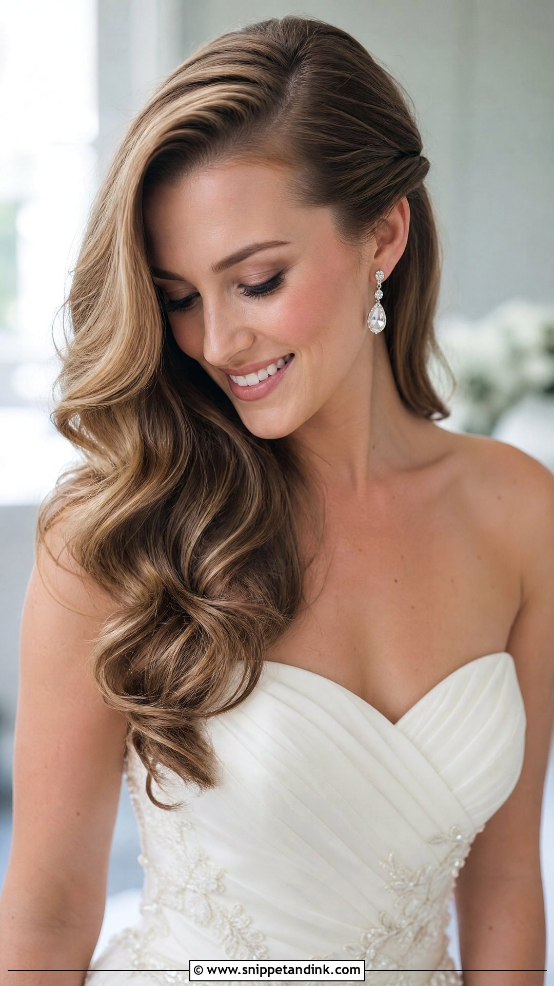 Bridal Hair Down With Side Part - Snippet and Ink - 15 Glam Bridal Hair Down Ideas