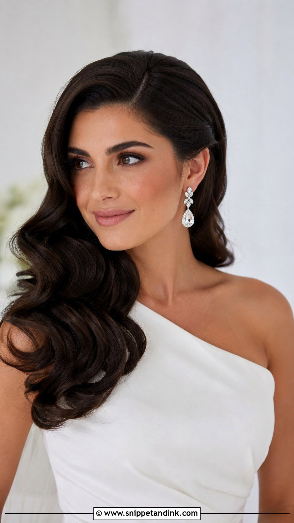 Bridal Hair Down With Side Part Waves - Snippet and Ink - 20 Bridal Hairstyle Down Ideas