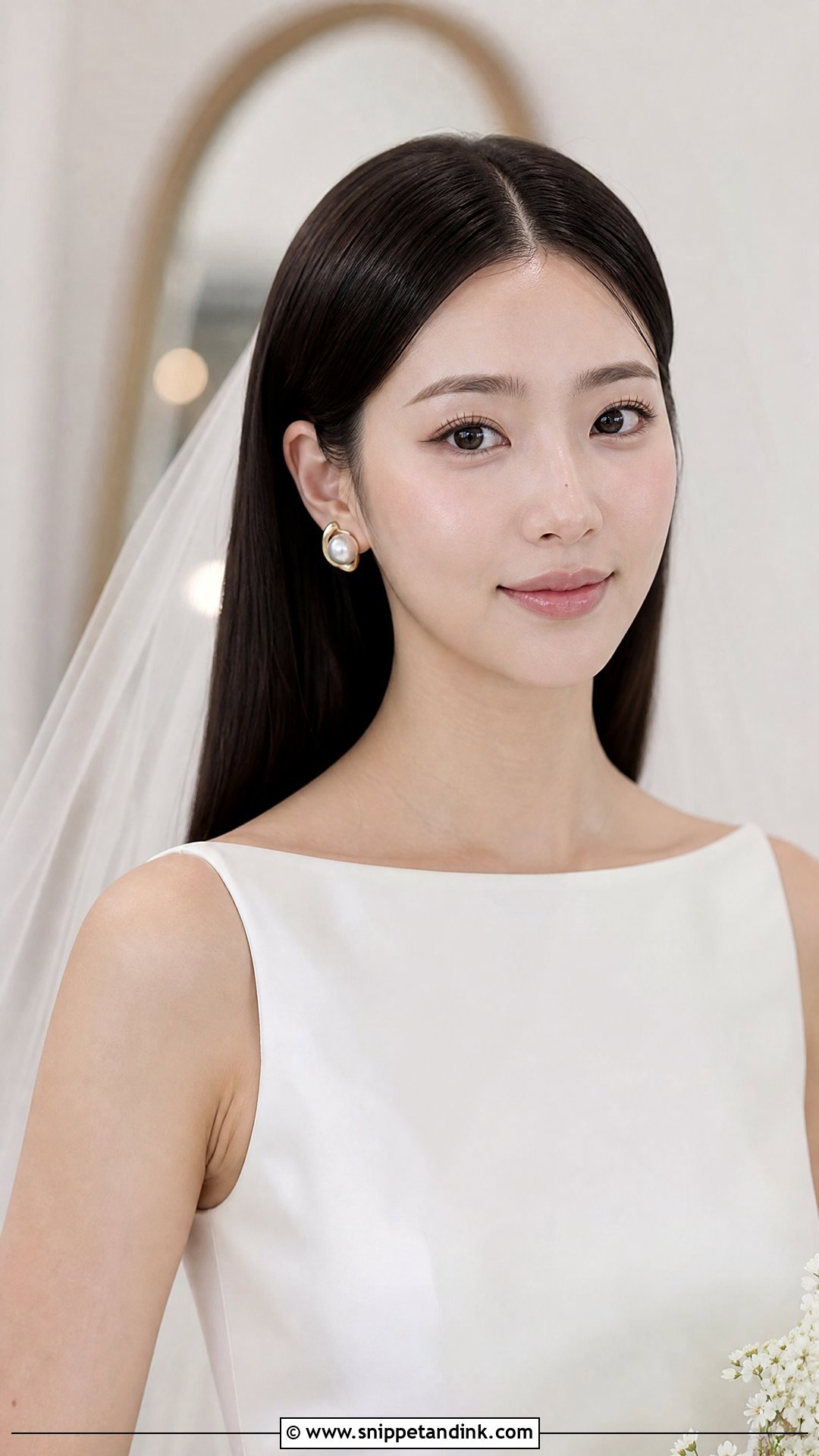 Bridal Hair Down With Sleek Straight Hair - Snippet and Ink - 15 Elegant Bridal Hair Down Ideas