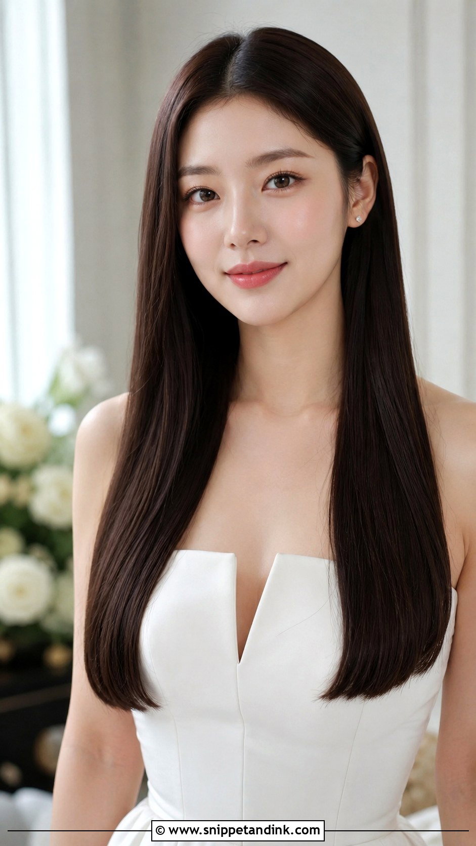 Bridal Hair Down With Sleek Straight Hair - Snippet and Ink - 20 Bridal Hair All Down Ideas