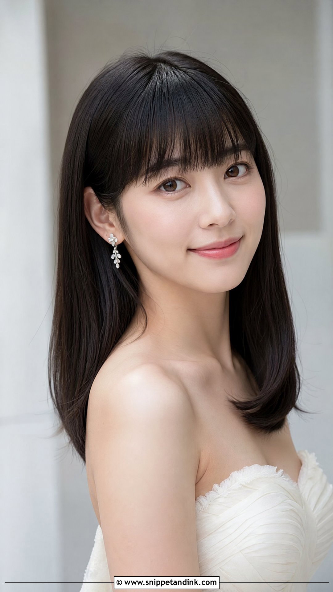 Bridal Hair Down With Straight Bangs - Snippet and Ink - 15 Bridal Hair Down with Bangs Ideas