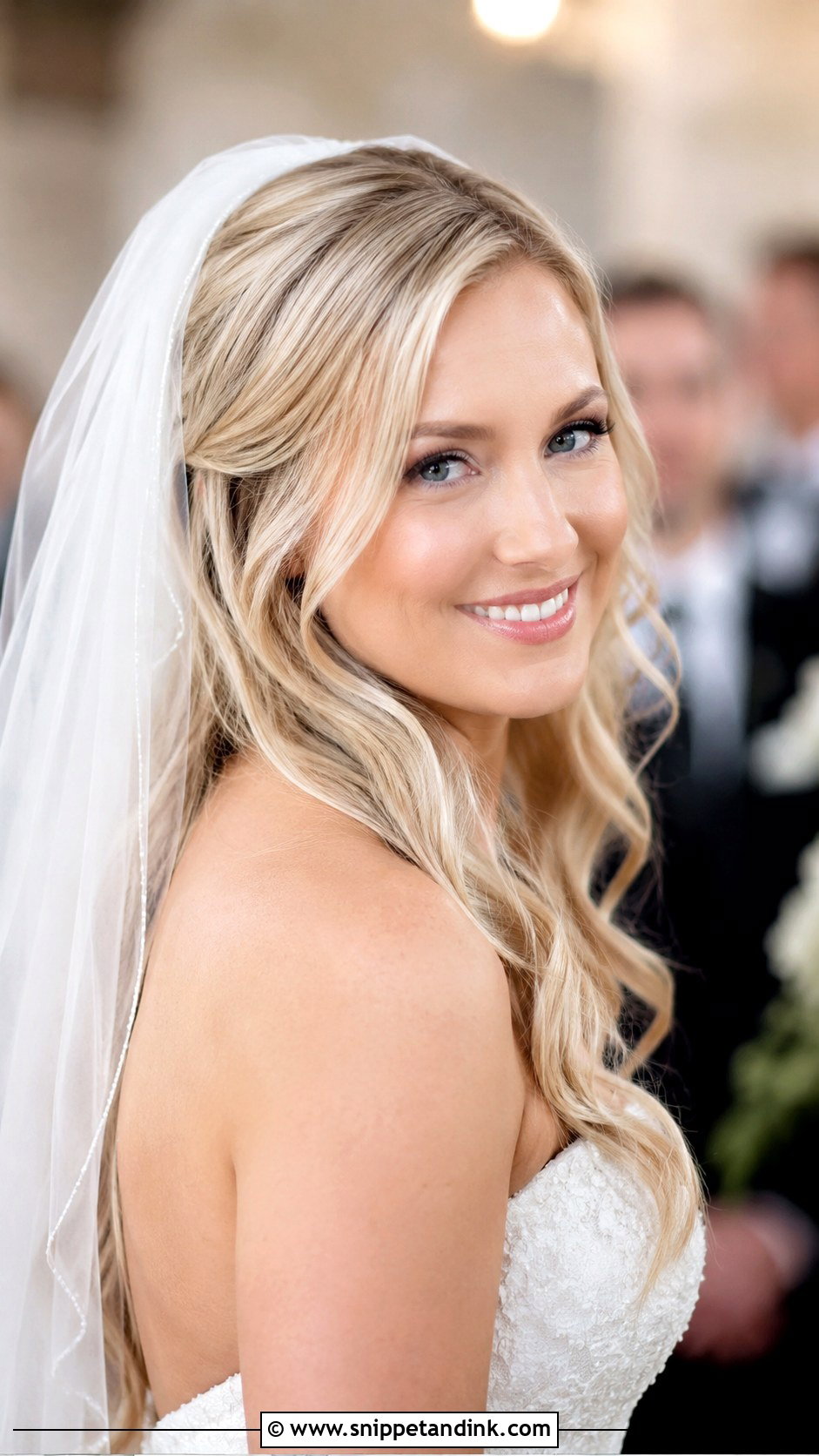 Bridal Hair Down With Veil - Snippet and Ink - 15 Hair Down Bridal Hair Ideas