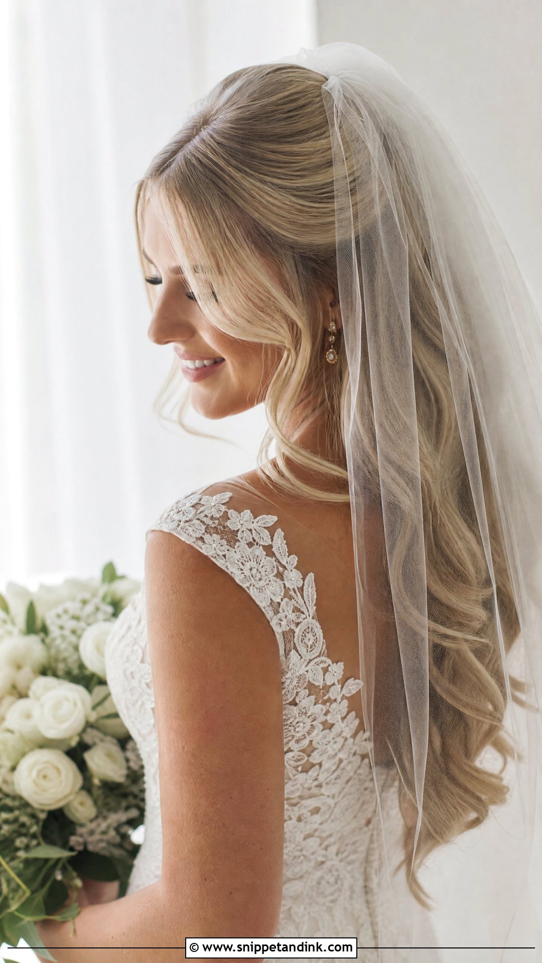 Bridal Hair Down With Veil - Snippet and Ink - 20 Modern Bridal Hair Down Ideas