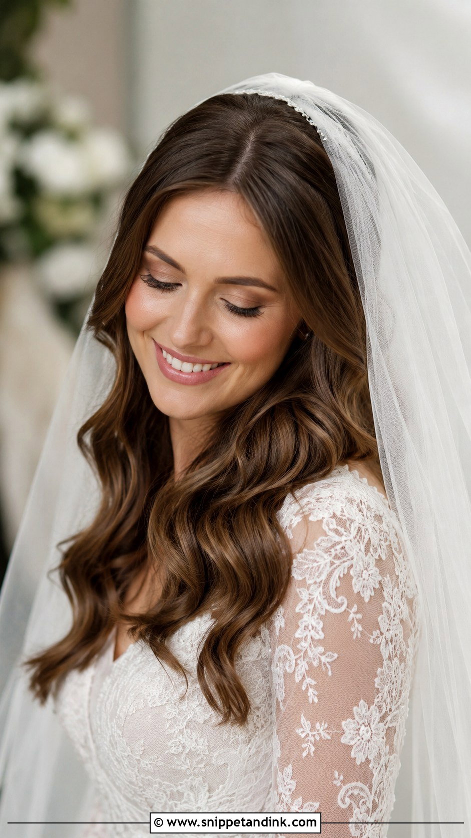 Bridal Hair Down With Veil - Snippet and Ink - 25 Long Bridal Hair Down Ideas
