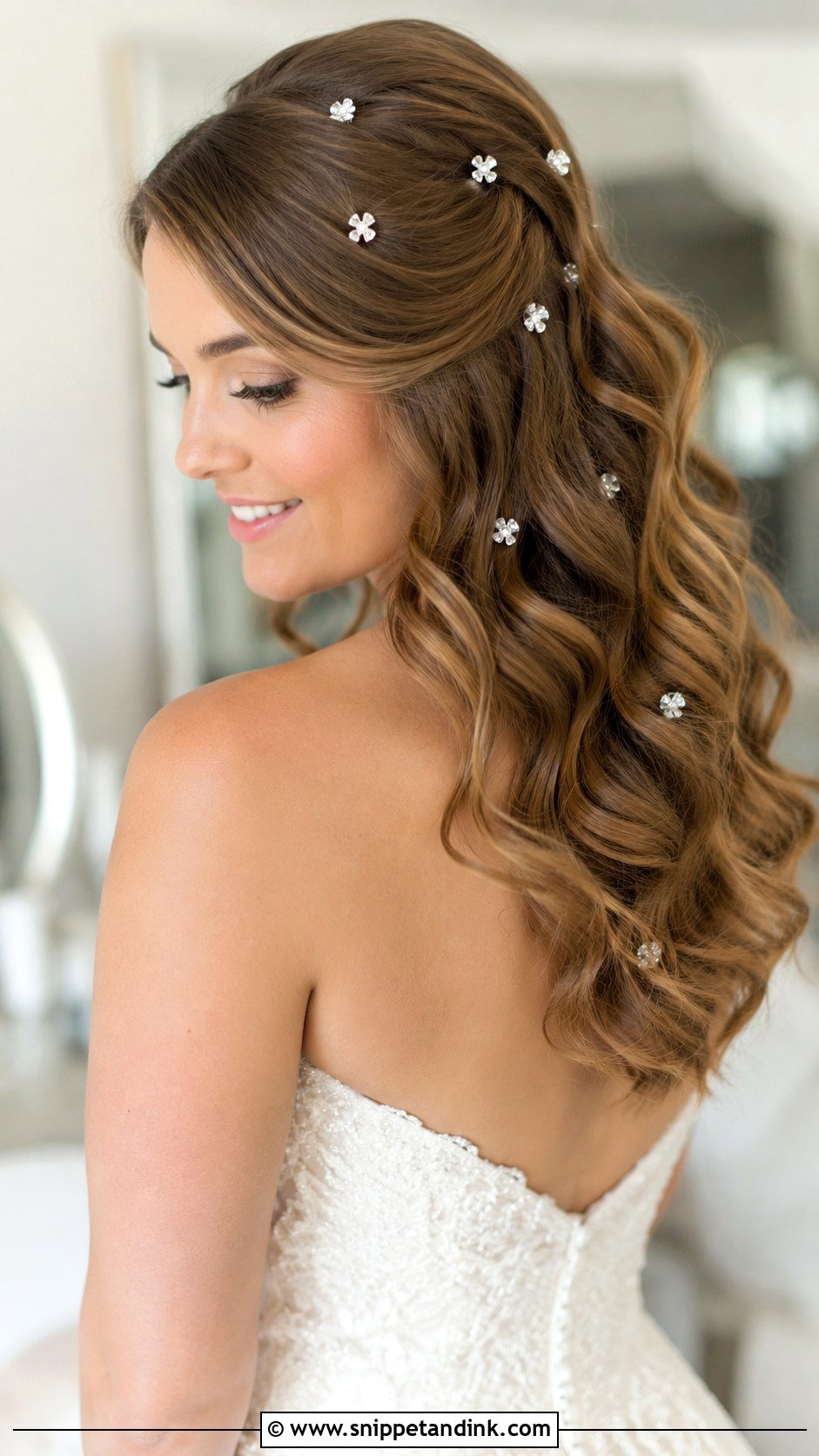 Bridal Hair Down with Crystal Pins - Snippet and Ink - 30 Bride Hair Down Ideas