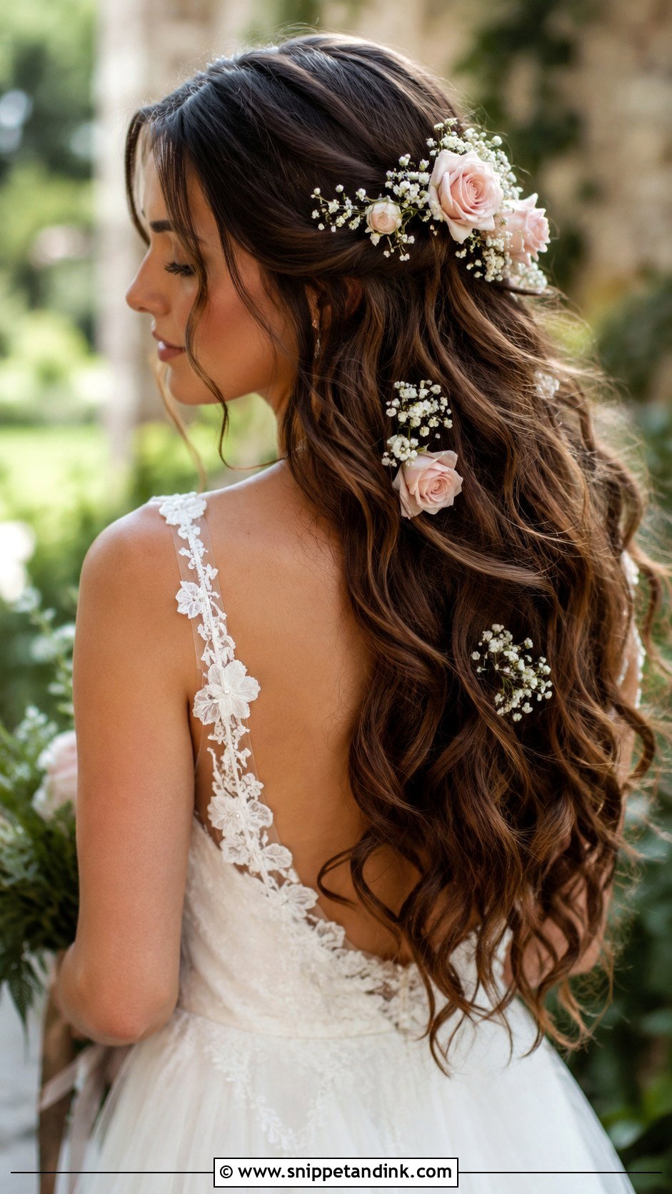 Bridal Hair Down with Flowers - Snippet and Ink - 30 Bride Hair Down Ideas