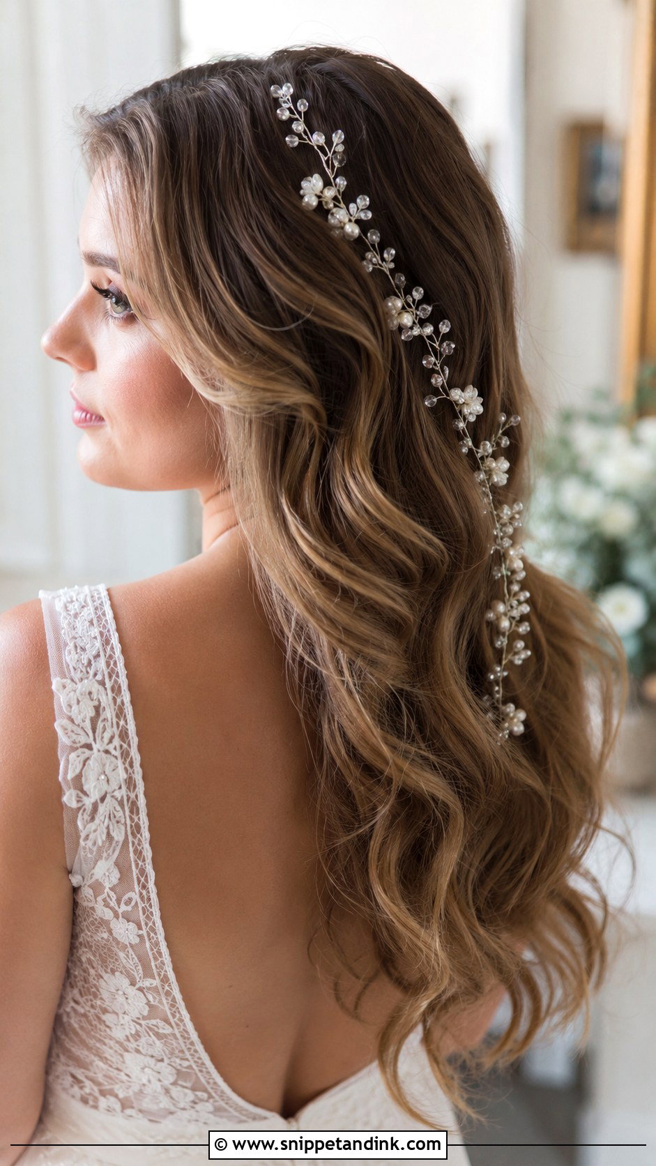 Bridal Hair Down with Hair Vine - Snippet and Ink - 30 Bride Hair Down Ideas