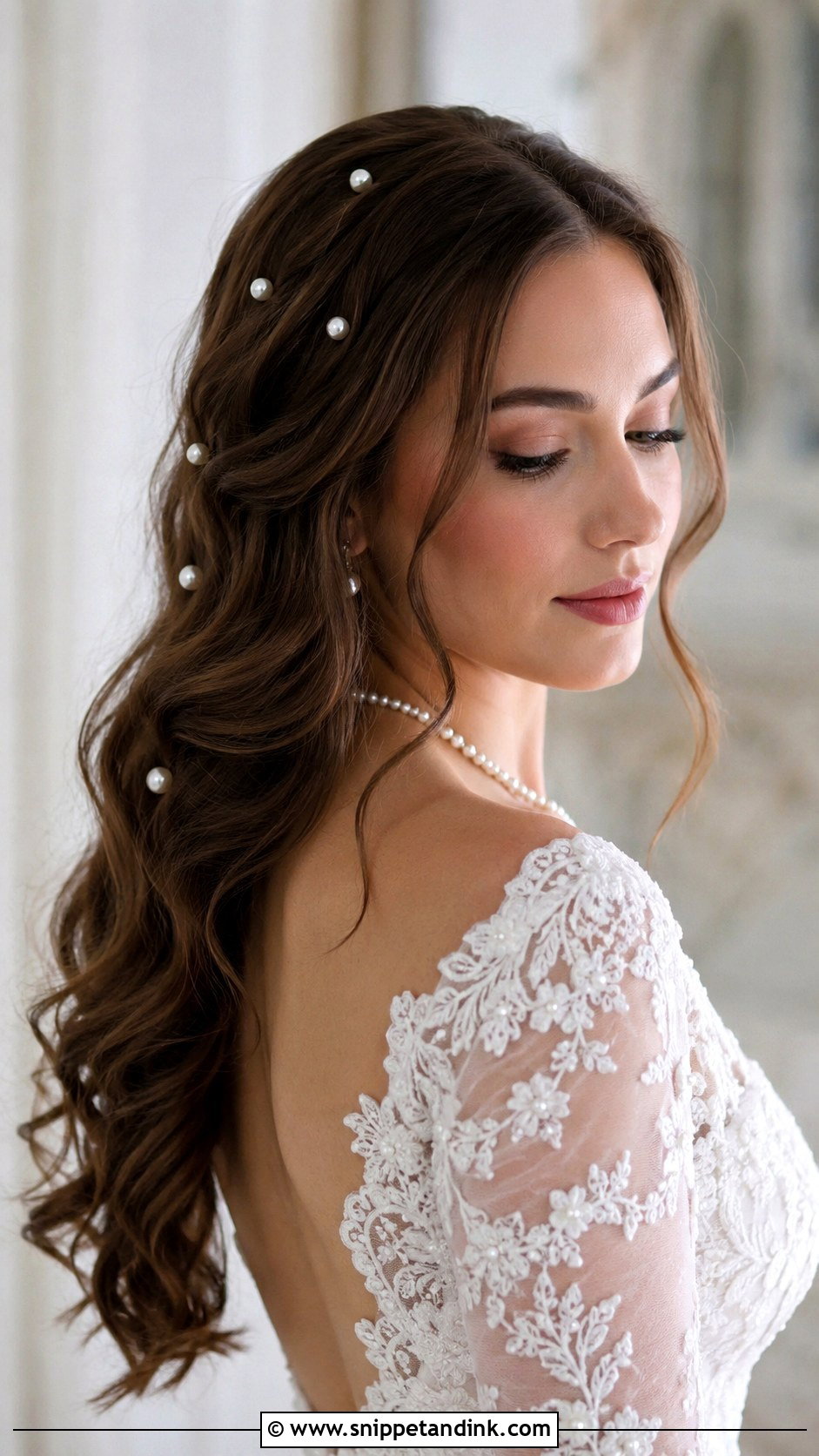 Bridal Hair Down with Pearls - Snippet and Ink - 30 Bride Hair Down Ideas