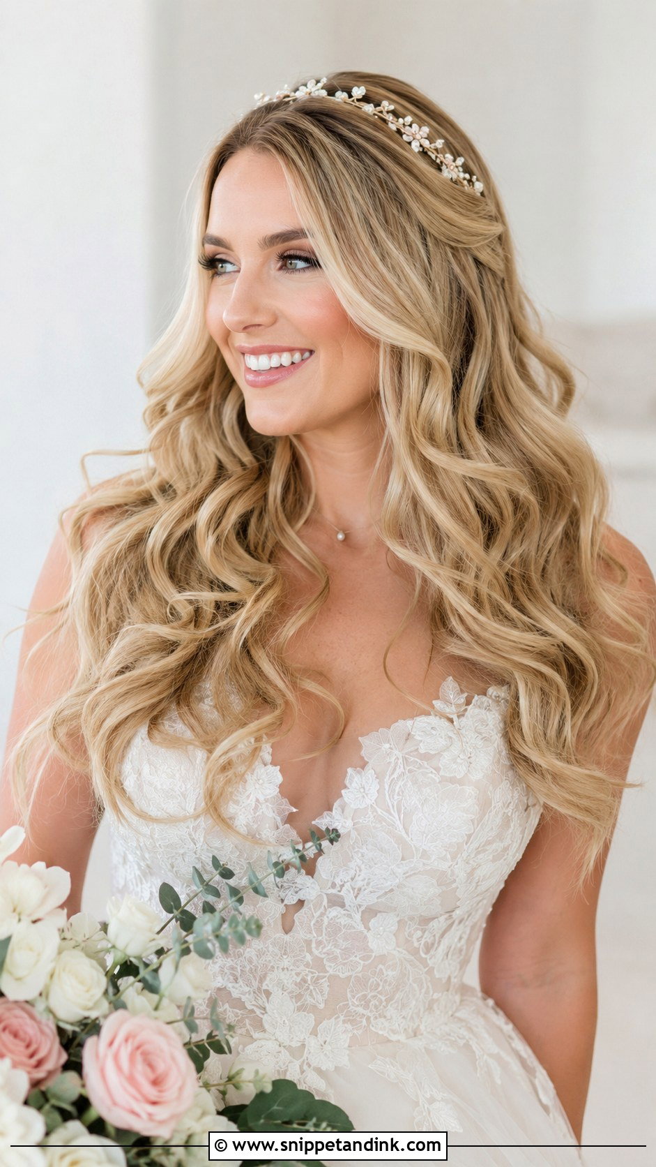 Bridal Hair Down with Soft Curls - Snippet and Ink - 30 Bride Hair Down Ideas