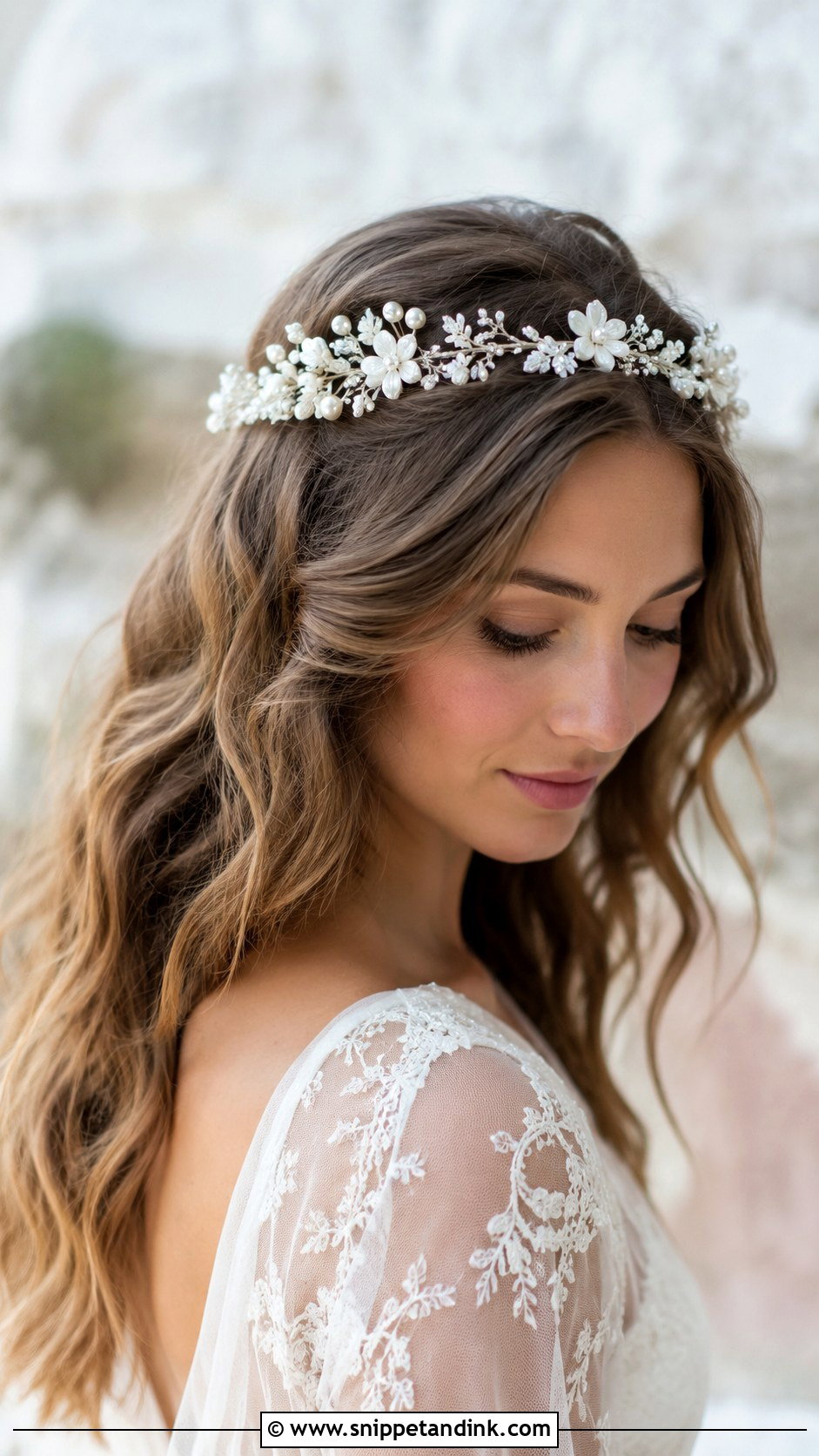 Bridal Hair Halo for Romantic Waves - Snippet and Ink - 25 Hair Pieces for Wedding
