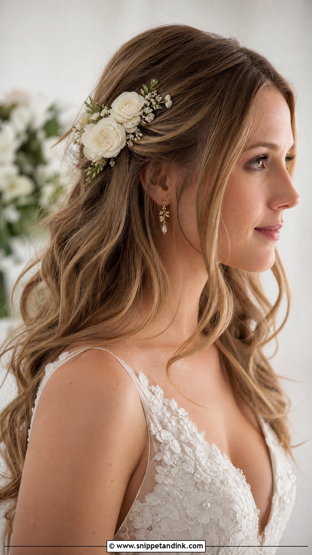 Bridal Hair Piece With Floral Comb - Snippet and Ink - 15 Bridal Hair Pieces Hair Down Ideas