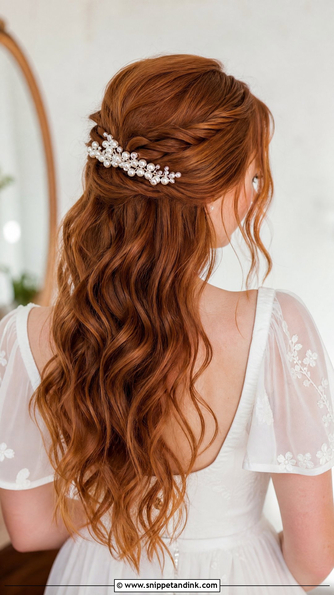 Bridal Hair Piece With Half Up Hair Down - Snippet and Ink - 15 Bridal Hair Pieces Hair Down Ideas