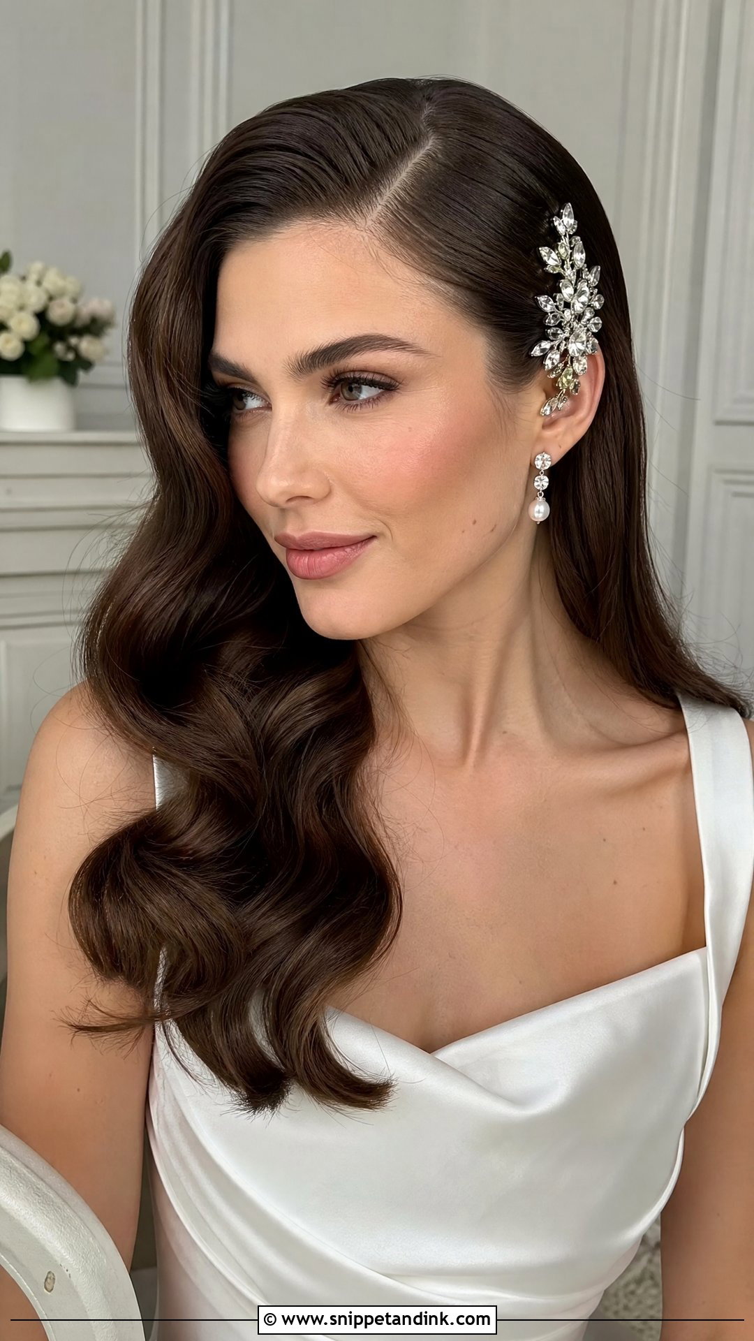 Bridal Hair Piece With Hollywood Waves - Snippet and Ink - 15 Bridal Hair Pieces Hair Down Ideas