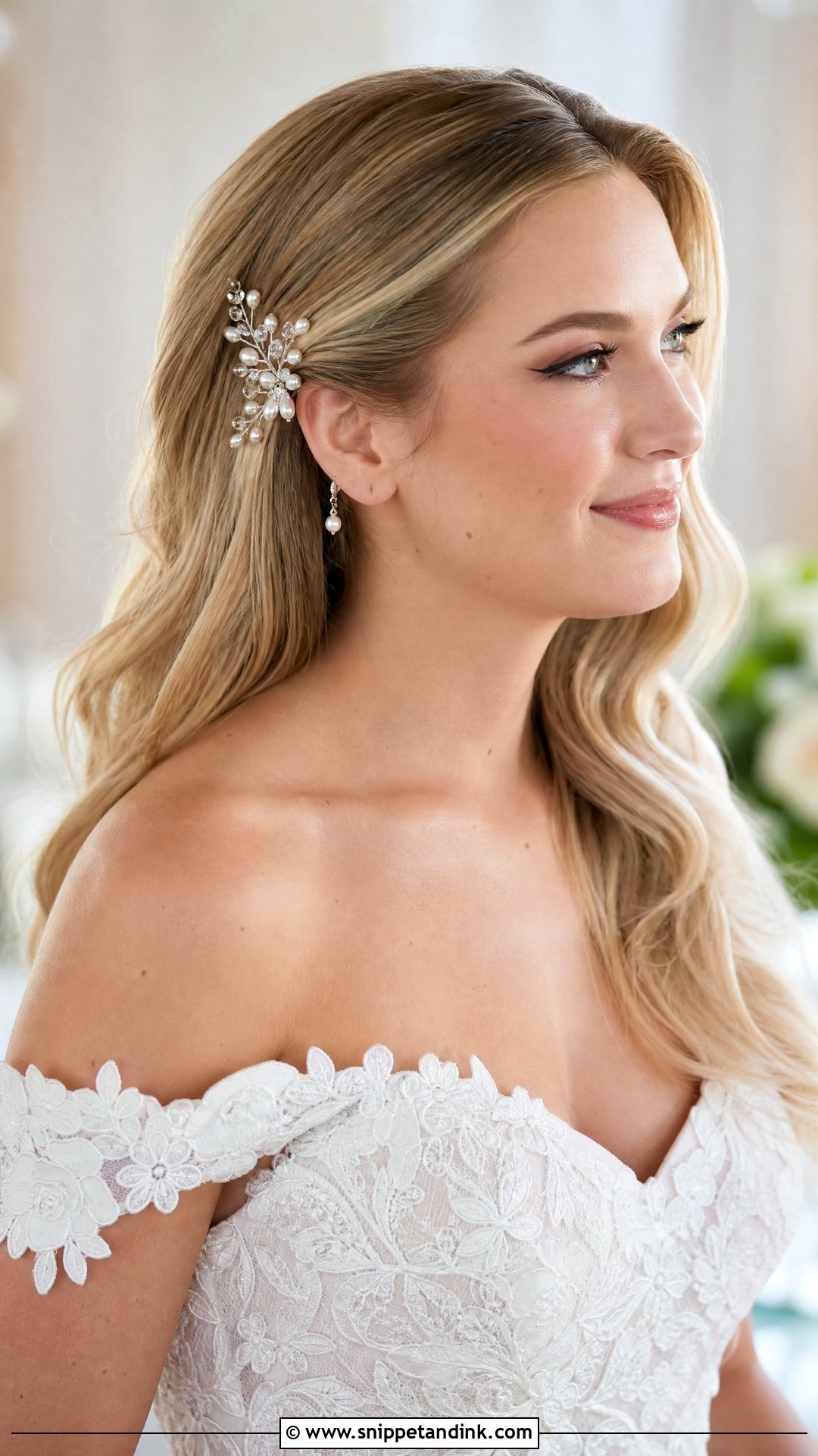 Bridal Hair Piece With Loose Waves - Snippet and Ink - 15 Bridal Hair Pieces Hair Down Ideas