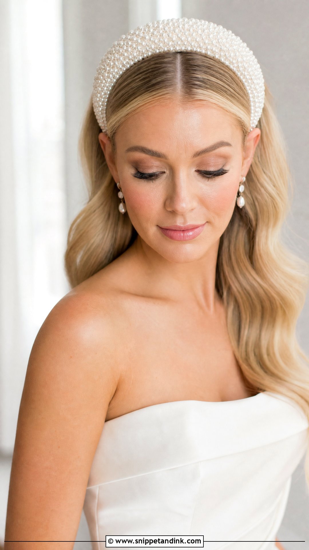 Bridal Hair Piece With Pearl Headband - Snippet and Ink - 15 Bridal Hair Pieces Hair Down Ideas