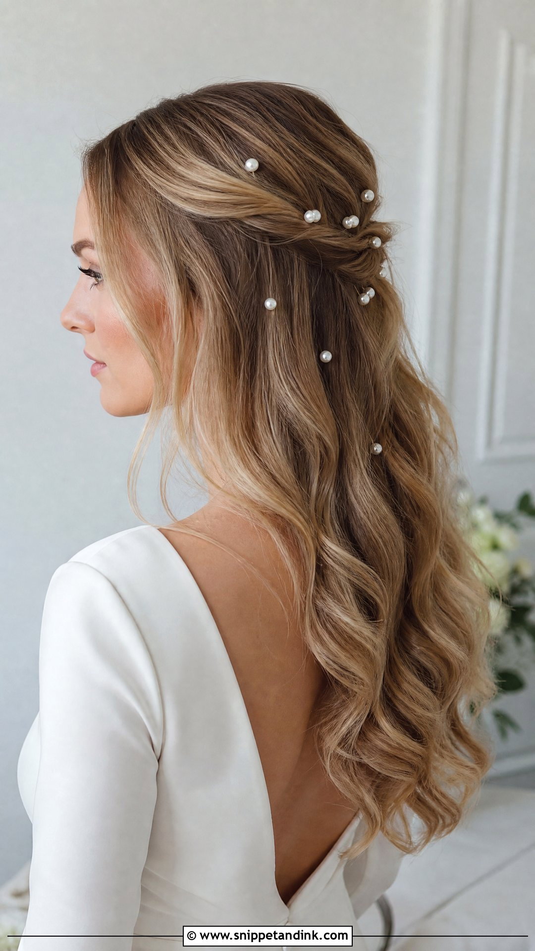 Bridal Hair Piece With Pearl Pins - Snippet and Ink - 15 Bridal Hair Pieces Hair Down Ideas