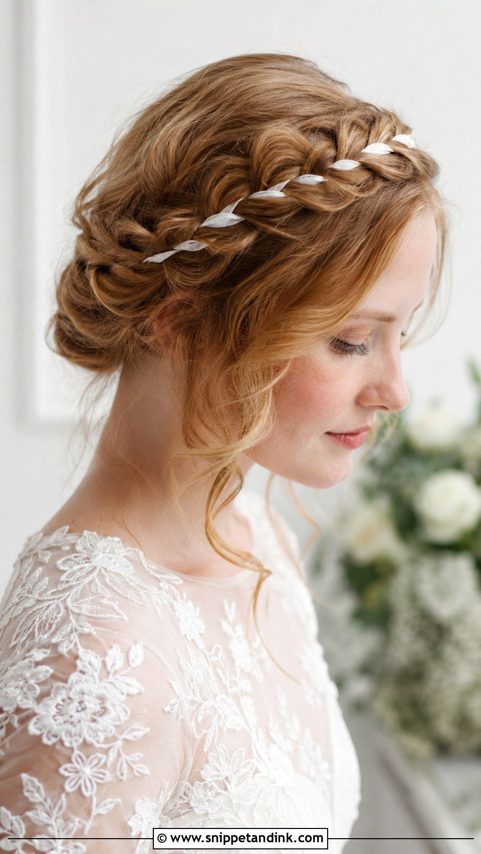 Bridal Hair Ribbon Crown Braid - Snippet and Ink - 20 Bridal Hair Ribbon Ideas