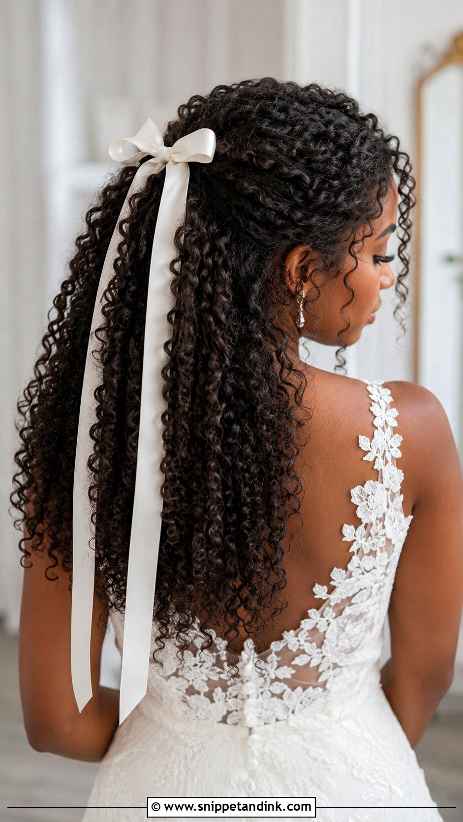 Bridal Hair Ribbon Curly Hair - Snippet and Ink - 20 Bridal Hair Ribbon Ideas