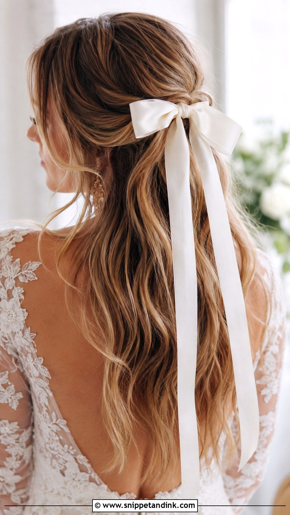 Bridal Hair Ribbon Half Up - Snippet and Ink - 20 Bridal Hair Ribbon Ideas