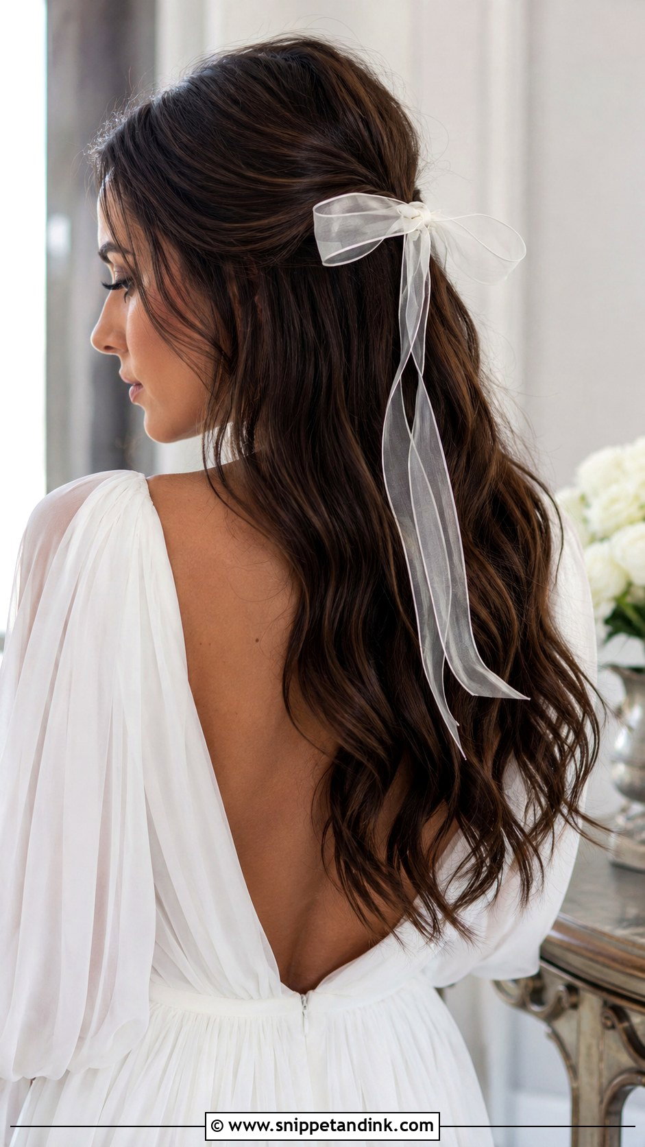 Bridal Hair Ribbon Loose Waves - Snippet and Ink - 20 Bridal Hair Ribbon Ideas