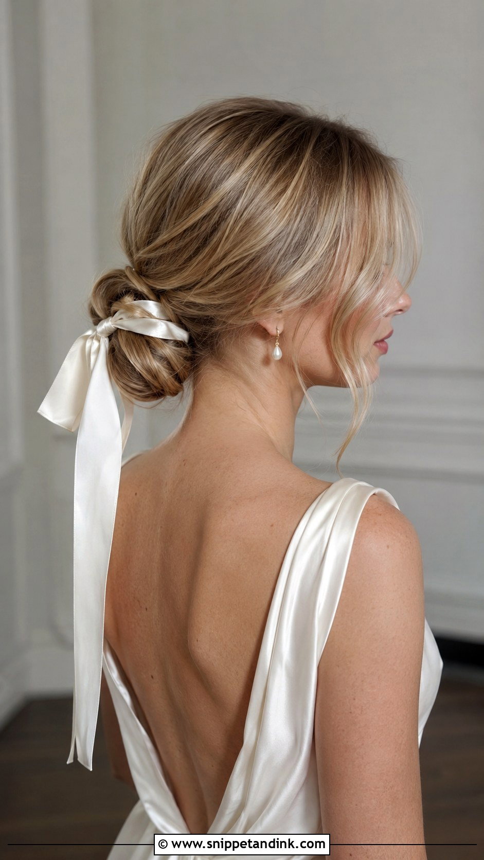 Bridal Hair Ribbon Low Bun - Snippet and Ink - 20 Bridal Hair Ribbon Ideas
