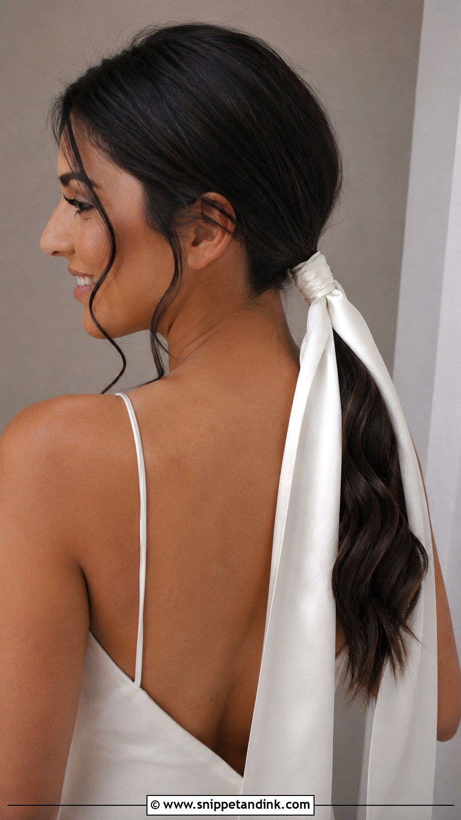 Bridal Hair Ribbon Low Ponytail - Snippet and Ink - 20 Bridal Hair Ribbon Ideas