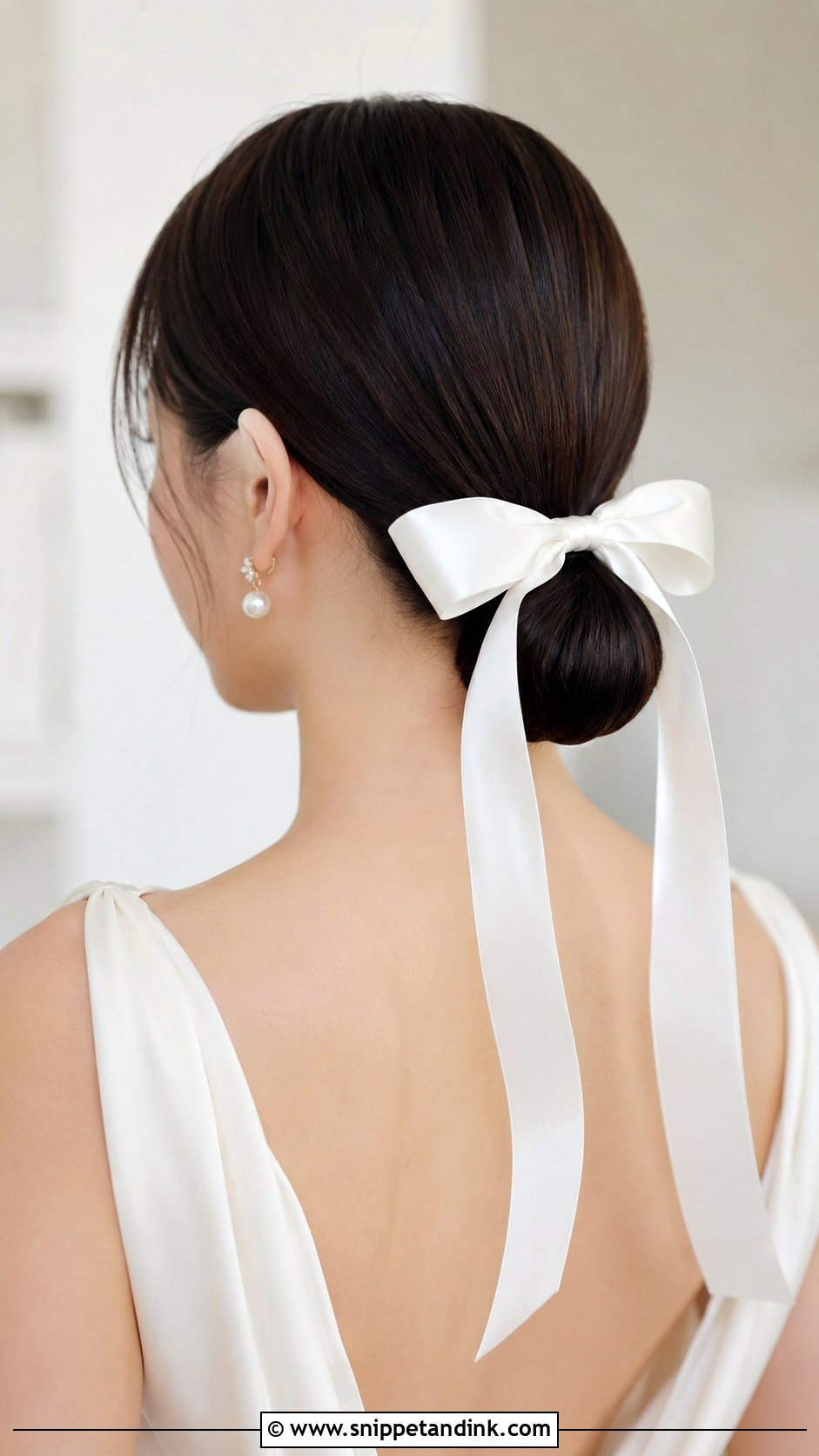 Bridal Hair Ribbon Sleek Bun - Snippet and Ink - 20 Bridal Hair Ribbon Ideas