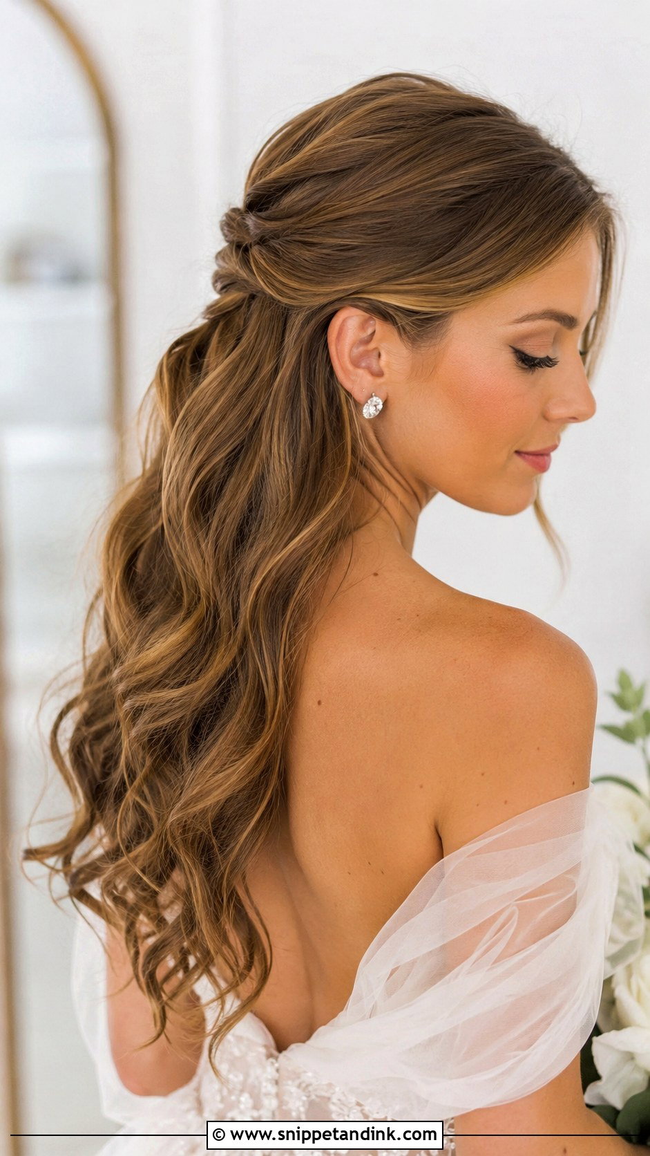 Bridal Hair Tucked Behind Ear Half Up Half Down - Snippet and Ink - 20 Bridal Hair Tucked Behind Ear Hairstyles