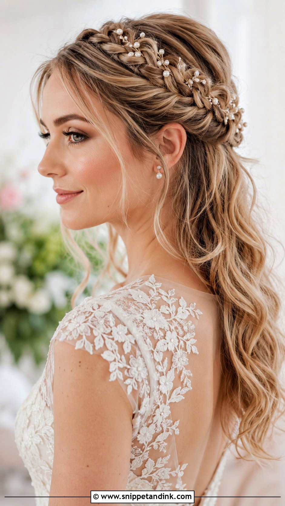 Bridal Hair Tucked Behind Ear With Braided Crown - Snippet and Ink - 20 Bridal Hair Tucked Behind Ear Hairstyles