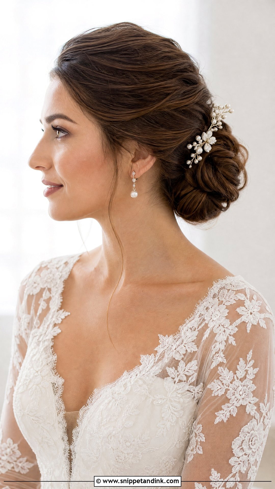 Bridal Hair Tucked Behind Ears With Chignon - Snippet and Ink - 15 Bridal Hair Tucked Behind Ears