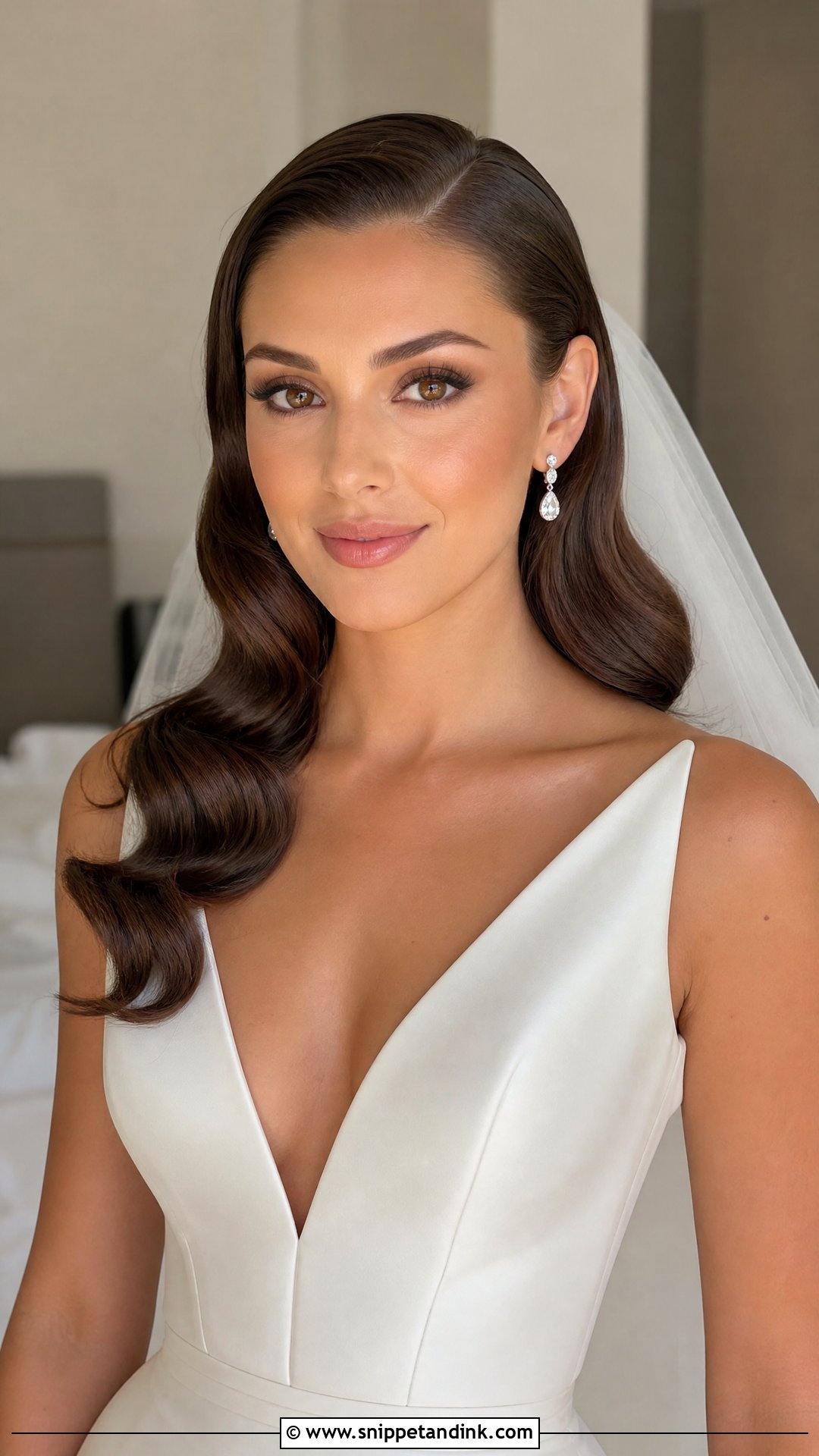 Bridal Hair Tucked Behind Ears With Hollywood Waves - Snippet and Ink - 15 Bridal Hair Tucked Behind Ears