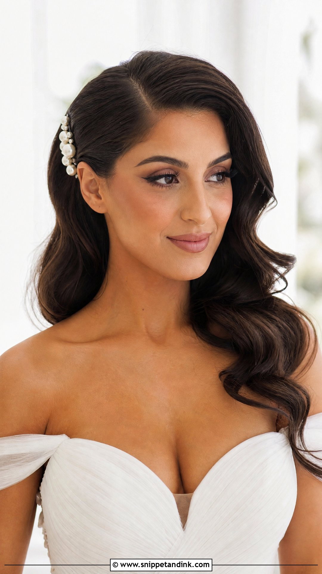 Bridal Hair Tucked Behind Ears With Side Part - Snippet and Ink - 15 Bridal Hair Tucked Behind Ears