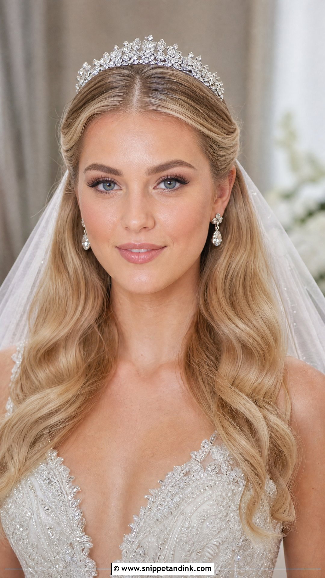 Bridal Hair Tucked Behind Ears With Tiara - Snippet and Ink - 15 Bridal Hair Tucked Behind Ears
