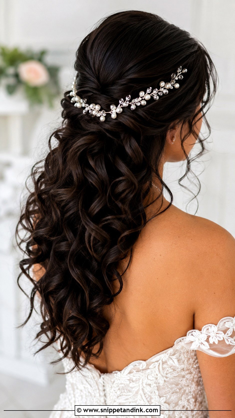 Bridal Hair Vine With Half Up Curls - Snippet and Ink - 15 Wedding Hair Clips Bridal Headpieces