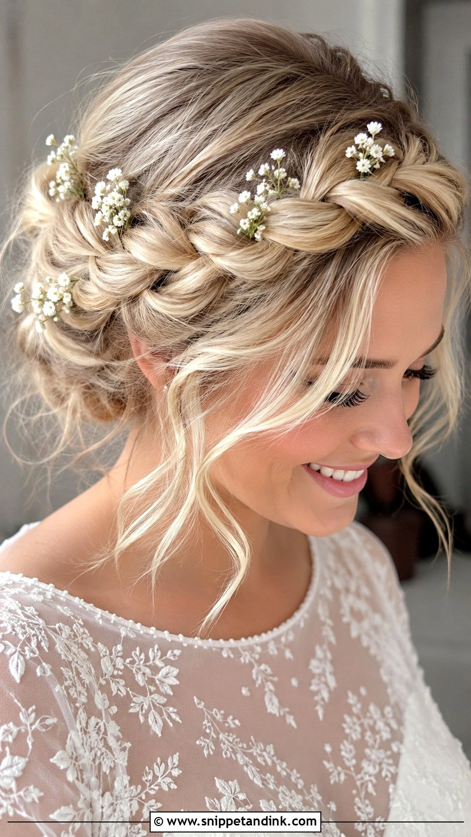 Bridal Hair With Crown Braid And Flowers - Snippet and Ink - 20 Bridal Hair with Headpiece Ideas