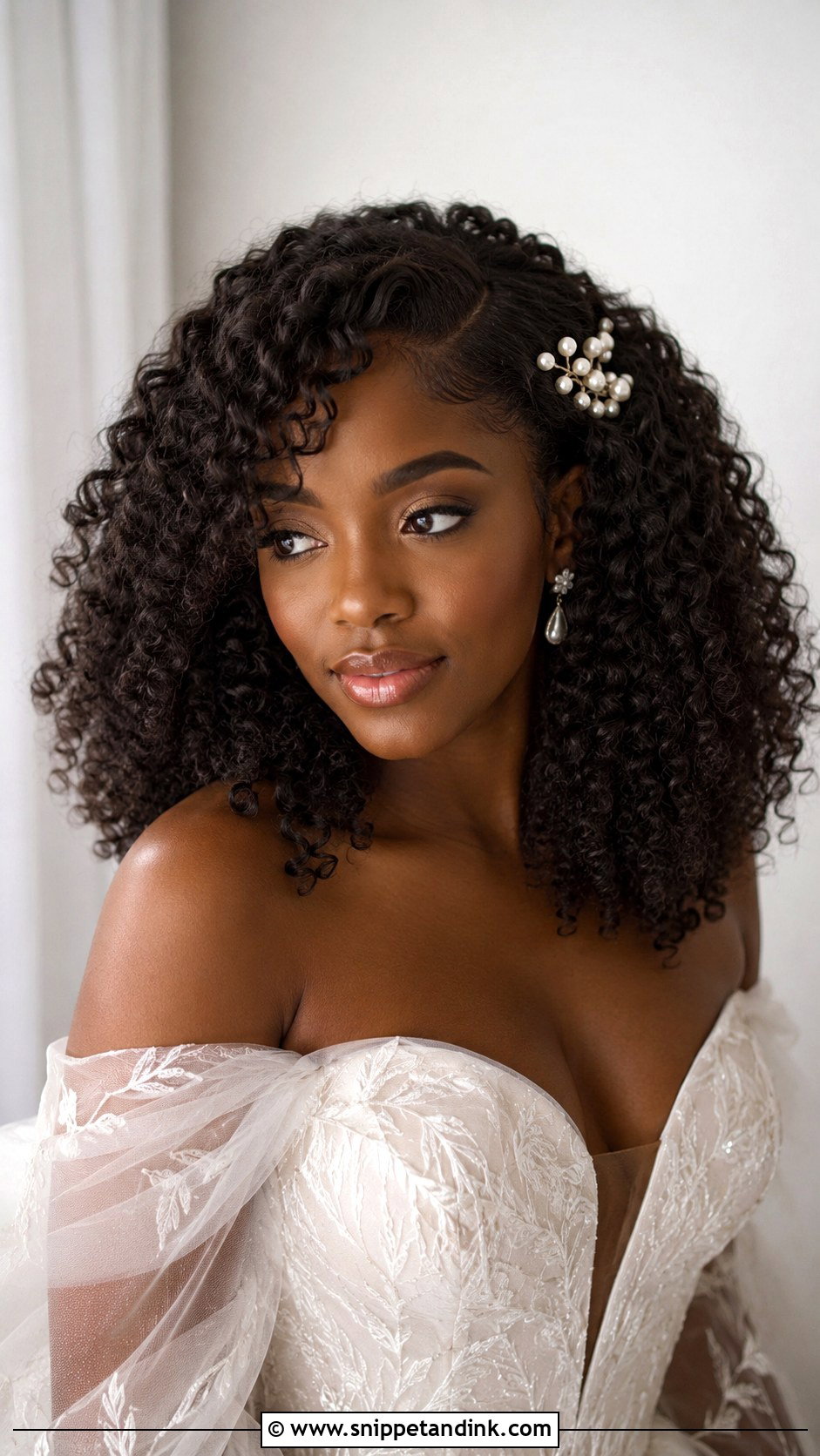 Bridal Hair With Curly Clip Ins - Snippet and Ink - 20 Bridal Hair for Black Women Ideas