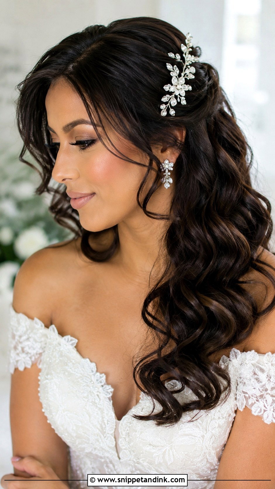 Bridal Hair With Loose Curls And Headpiece - Snippet and Ink - 20 Bridal Hair with Headpiece Ideas