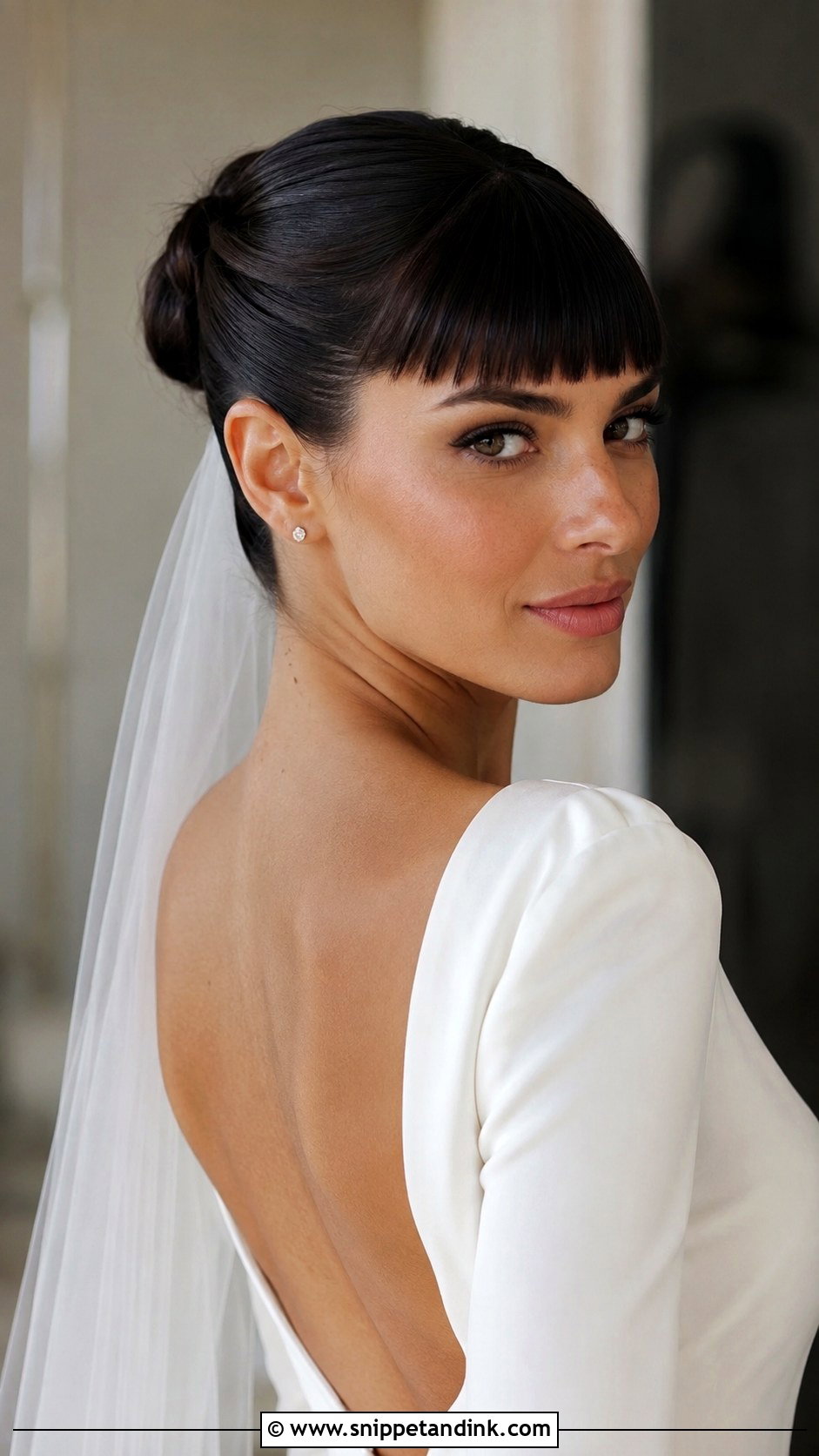 Bridal Hair With Micro Fringe - Snippet and Ink - 20 Bridal Hair with Fringe Ideas