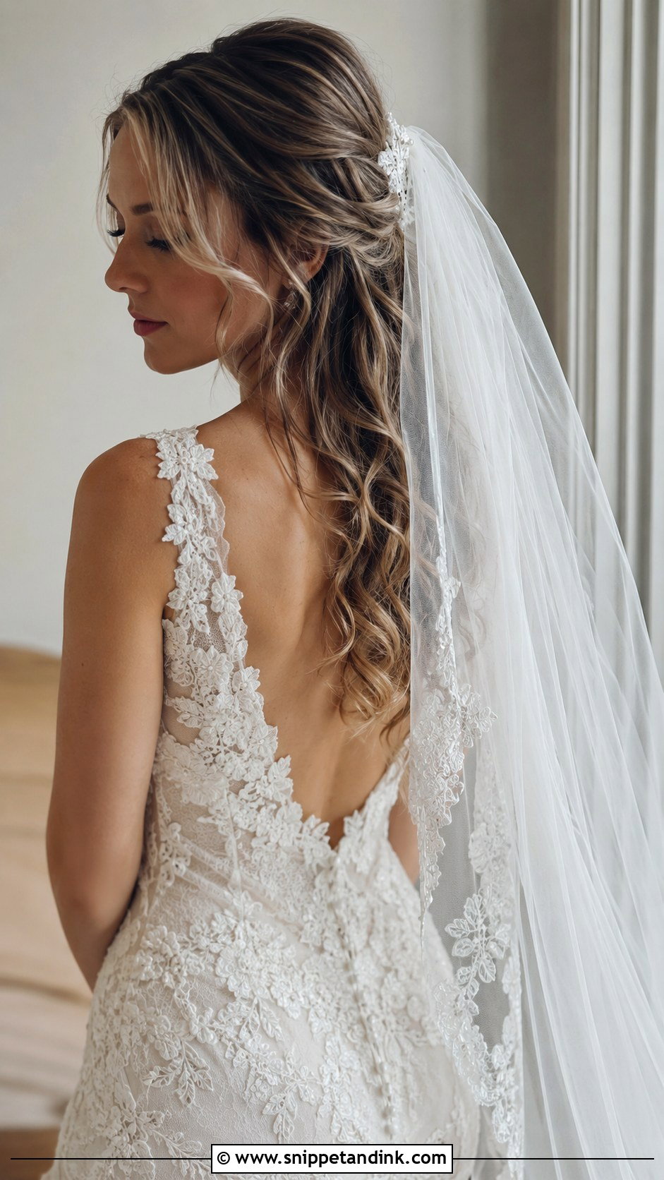 Bridal Hair With Veil And Curls - Snippet and Ink - 25 Long Bridal Hair Ideas