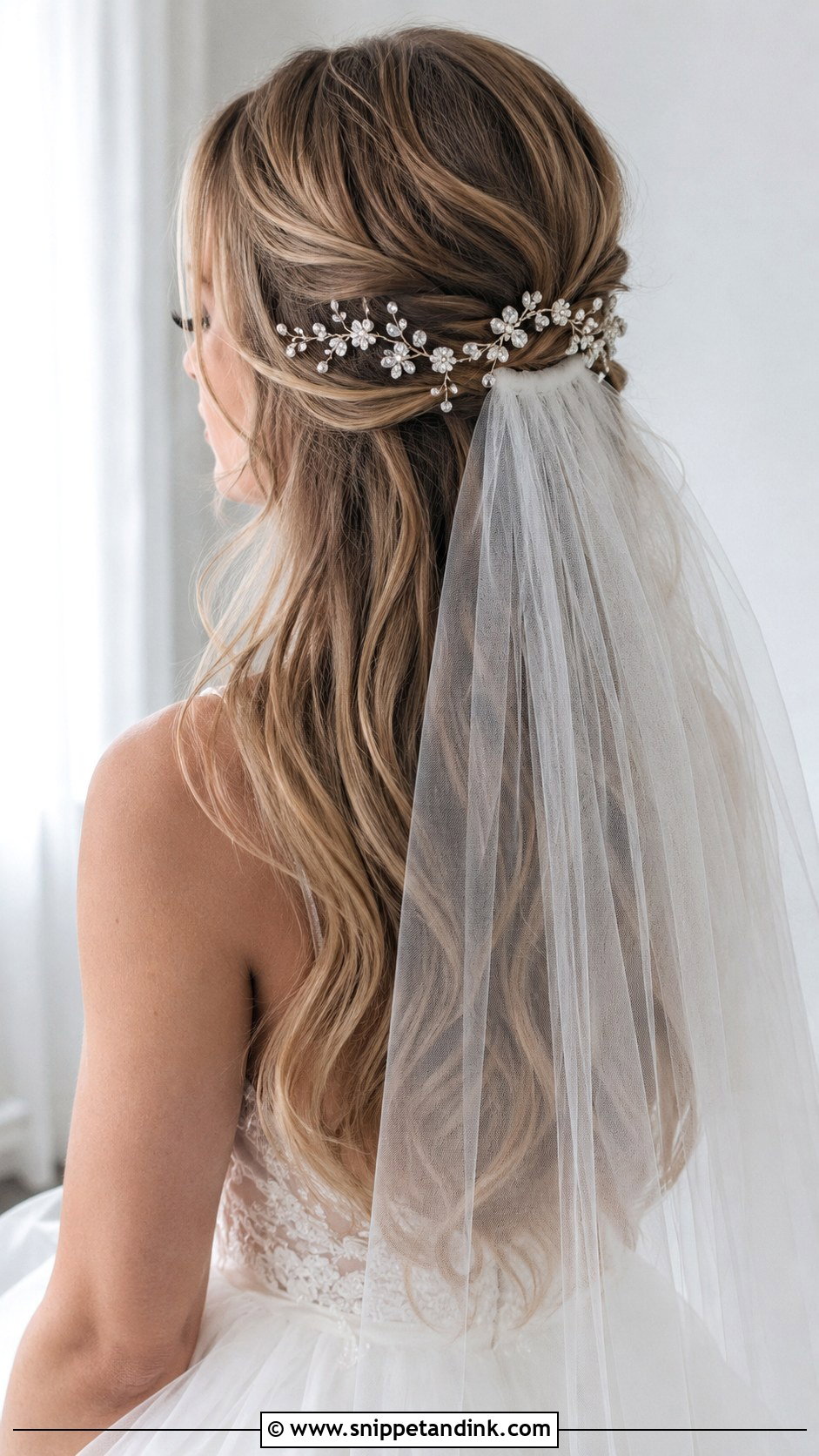 Bridal Hair With Veil And Hair Vine - Snippet and Ink - 20 Bridal Hair with Headpiece Ideas