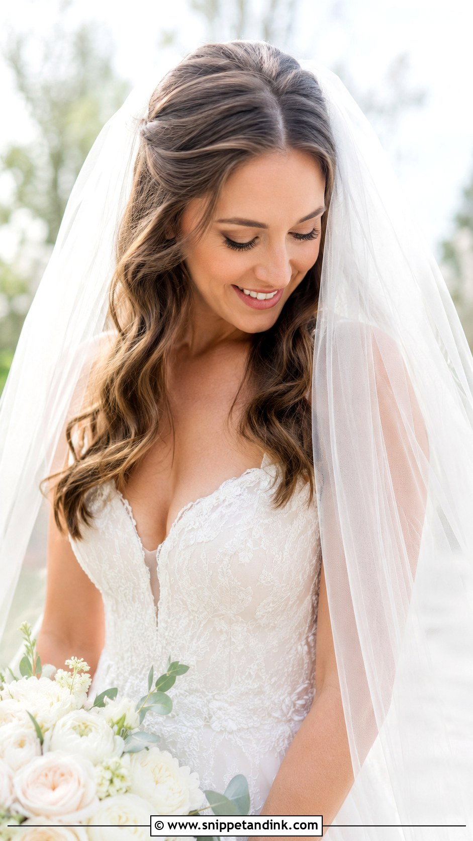 Bridal Hair With Veil And Waves - Snippet and Ink - 20 Spring Wedding Hair Ideas