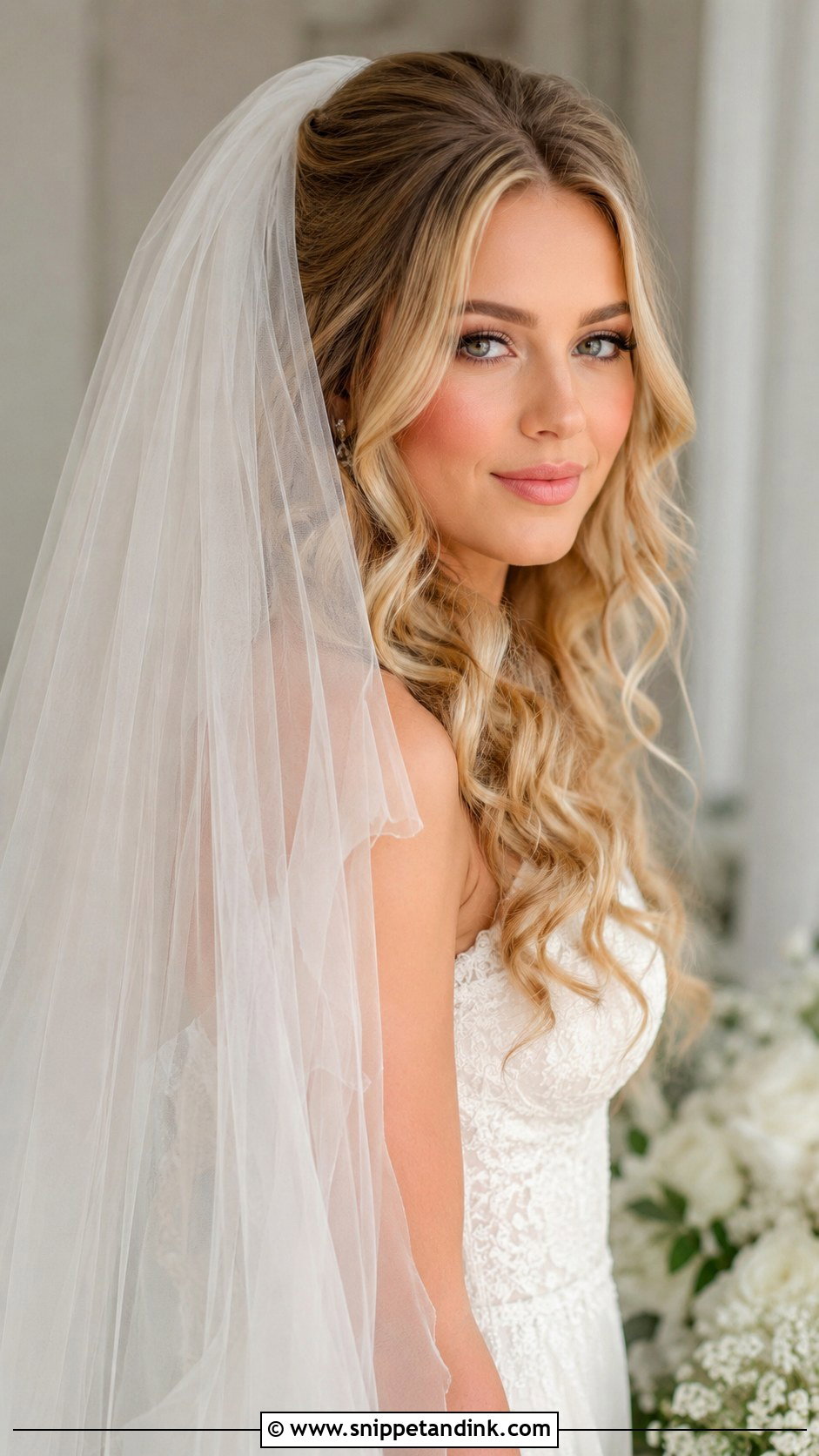 Bridal Hair With Veil and Curls - Snippet and Ink - 25 2025 Bride Hairstyles